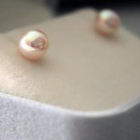 Freshwater Pearl Earrings 925 sterling silver post pin Round Natural & fashion jewelry & for woman pink Sold By Pair