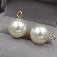 Freshwater Pearl Pendants Resin Pearl Round plated DIY Sold By Bag
