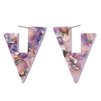 Acrylic Jewelry Earring Triangle fashion jewelry & for woman purple Sold By Pair
