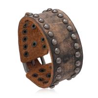 Cowhide Bracelet with Zinc Alloy handmade fashion jewelry & Unisex brown Length 26.5 cm Sold By PC
