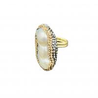Sladkovodní Pearl prst prsten, s Mosaz, Baroko, barva pozlacený, Přírodní & Nastavitelný & módní šperky & pro ženy & s drahokamu, více barev na výběr, 15*20-25mm, Vnitřní průměr:Cca 17mm, Prodáno By PC