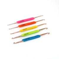 Crochet Hook  Thermoplastic Rubber with 304 Stainless Steel 5 pieces & DIY mixed colors nickel lead & cadmium free 135mm Sold By Set