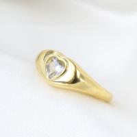 Cubic Zirconia rustfrit stål fingre Ringe, 304 rustfrit stål, med Cubic Zirconia, Heart, forskellig størrelse for valg & for kvinde, flere farver til valg, 8mm, Solgt af PC