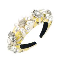 Banda del Pelo, paño, con Perlas plásticas, para mujer & con diamantes de imitación, 120x140mm, Vendido por UD