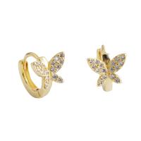Brass Huggie Hoop Earring Butterfly plated for woman & with rhinestone Sold By Pair