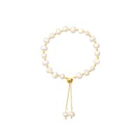 Freshwater Cultured Pearl Bracelet Freshwater Pearl with Brass with 3cm extender chain gold color plated Natural & fashion jewelry & for woman two different colored Sold Per 16 cm Strand