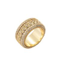 Brass Finger Ring plated rotatable & Unisex & micro pave cubic zirconia 12mm US Ring Sold By PC