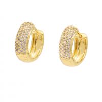 Brass Huggie Hoop Earring real gold plated fashion jewelry & micro pave cubic zirconia & for woman nickel lead & cadmium free Sold By Pair