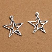 Zinc Alloy Star Pendant antique silver color plated vintage & DIY nickel lead & cadmium free Sold By PC