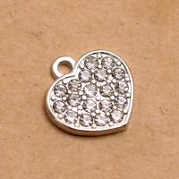 Zinc Alloy Heart Pendants antique silver color plated DIY & with rhinestone nickel lead & cadmium free Sold By PC
