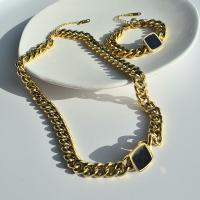 Sets de Joyas, pulsera & collar, Partículas de acero, Joyería & diferentes estilos para la opción, dorado, Vendido por UD