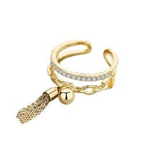 Zinc Alloy Cuff Finger Ring plated adjustable & for woman & with rhinestone nickel lead & cadmium free US Ring Sold By PC