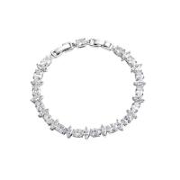 Zinc Alloy Bracelet fashion jewelry & micro pave cubic zirconia & for woman silver color nickel lead & cadmium free Length Approx 7.09 Inch Sold By PC