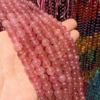 Kristall-Perlen, Strawberry Quartz, rund, DIY & verschiedene Größen vorhanden, Rosa, verkauft per ca. 38 cm Strang