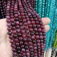Naturlig granat perler, Garnet, Runde, du kan DIY & forskellig størrelse for valg, lilla, Solgt Per Ca. 38 cm Strand