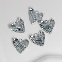 Zinc Alloy Heart Pendants platinum color plated fashion jewelry & DIY & with rhinestone nickel lead & cadmium free Sold By PC