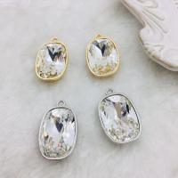 Crystal Pendants with Zinc Alloy Rectangle plated fashion jewelry & DIY & faceted Sold By PC