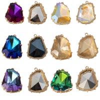 Crystal Pendants with Brass gold color plated fashion jewelry & DIY & faceted Sold By PC