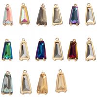 Crystal Pendants with Brass Trapezium gold color plated fashion jewelry & DIY & faceted Sold By PC