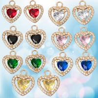 Cubic Zirconia Brass Pendants with Crystal Heart gold color plated DIY & micro pave cubic zirconia & faceted nickel lead & cadmium free Sold By PC