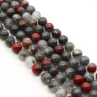 Mischedelstein Perlen, Blutstein Perlen, rund, DIY & verschiedene Größen vorhanden, verkauft per ca. 15 ZollInch Strang