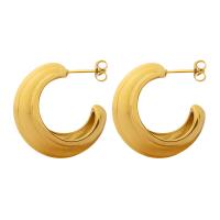 Titanium Steel  Earring Letter C Vacuum Ion Plating for woman Sold By Pair