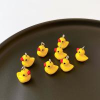 Resin Pendant, Duck, cute & DIY, yellow, 13mm, Approx 100PCs/Bag, Sold By Bag