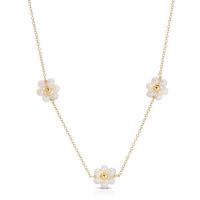 Freshwater Pearl Brass Necklace with Freshwater Pearl with 5cm extender chain Flower gold color plated cute & for woman nickel lead & cadmium free Length Approx 38 cm Sold By PC