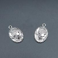 Zinc Alloy Flat Oval Pendants antique silver color plated vintage & DIY nickel lead & cadmium free Approx Sold By Bag