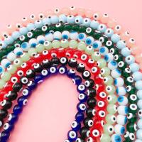 Glass Evil Eye Beads, Glass Beads, printing, DIY, more colors for choice, 8mm, Approx 52PCs/Strand, Sold Per Approx 16.54 Inch Strand