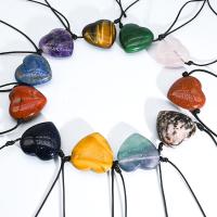 Poludrago kamenje Privjesci Nakit, Dragi kamen, Srce, modni nakit, više boja za izbor, 12x30mm, Dužina Približno 50 cm, Prodano By PC