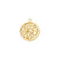 Hollow Brass Pendants Flower gold color plated DIY Sold By PC