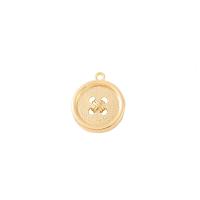 Hollow Μενταγιόν Brass, Ορείχαλκος, κουμπί Shape, χρώμα επίχρυσο, DIY & κοίλος, 17x14mm, Sold Με PC
