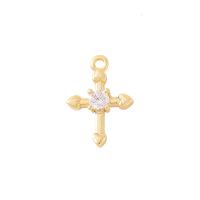 Brass Cross Pendants gold color plated DIY & micro pave cubic zirconia Sold By PC