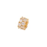 Cubic Zirconia Micro Pave Brass Beads Round gold color plated DIY & micro pave cubic zirconia Sold By PC