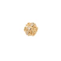 Cubic Zirconia Micro Pave Brass Beads Round gold color plated DIY & micro pave cubic zirconia Sold By PC