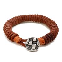 Cowhide Bracelet with Zinc Alloy handmade fashion jewelry & Unisex brown 10mm Length 22 cm Sold By PC