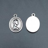 Zinc Alloy Flat Oval Pendants antique silver color plated vintage & DIY nickel lead & cadmium free Approx Sold By Bag