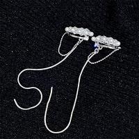 Trendy ear cuffs, Messing, met Shell Pearl, silver plated, micro pave zirconia & voor vrouw, nikkel, lood en cadmium vrij, 110x16mm, Verkocht door PC