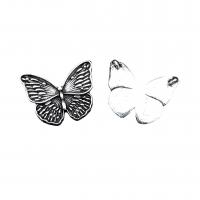 Zinc Alloy Animal Pendants Butterfly antique silver color plated vintage & DIY & double-hole nickel lead & cadmium free Approx Sold By Bag