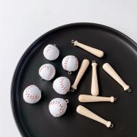Wood Pendants Baseball break proof & cute & DIY nickel lead & cadmium free Approx Sold By Bag