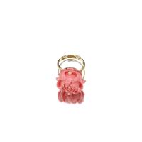 Finger Ring Jewelry Coral with Freshwater Pearl & Brass Flower 18K gold plated fashion jewelry & for woman 30mm Sold By PC