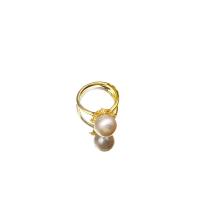 Freshwater Pearl Cuff Finger Ring with Brass 18K gold plated fashion jewelry & for woman Sold By PC