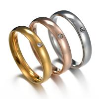 304 acciaio inox anello, unisex & formato differente per scelta & Micro spianare cubic zirconia, nessuno, 4mm, Misura:6-10, Venduto da PC