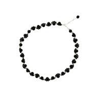 Agaat ketting, Zwarte Agaat, met Zwart + Spinel & Messing, mode sieraden & verschillende lengte voor keuze & voor vrouw, zwart, Verkocht door PC
