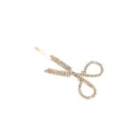 Hair Slide Zinc Alloy Scissors silver color plated fashion jewelry & for woman & with rhinestone nickel lead & cadmium free Sold By PC