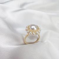 Sladkovodní Pearl prst prsten, s Mosaz, 14K pozlacené, Přírodní & Nastavitelný & módní šperky & pro ženy, dvě různé barevné, 3-4,8-9mm, Prodáno By PC