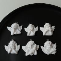 Resin Pendant Angel break proof & cute & DIY white nickel lead & cadmium free 30mm Approx Sold By Bag