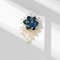 Crystal Brooch Brass with Crystal Vacuum Ion Plating micro pave cubic zirconia blue nickel lead & cadmium free Sold By PC