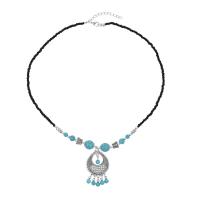 Mixed Hair Accessories Zinc Alloy with Seedbead & turquoise polished fashion jewelry & folk style & multifunctional & for woman blue Length 56.5 cm Sold By PC